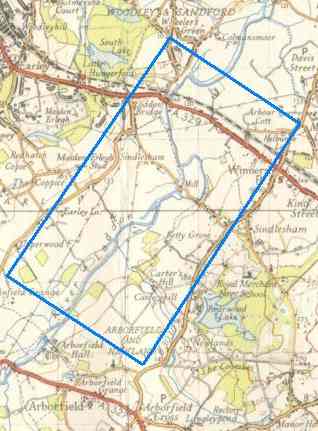 Part of old Ordnance Survey map of Reading and Aldershot area