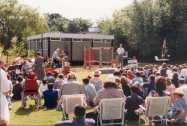 The backdrop was a temporary classroom - now long since gone