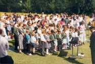 Junior School children with teacher Val Barnes