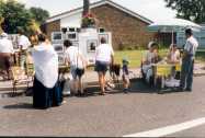 Stalls in front of Nell Bentley's bungalow