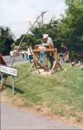 Wood-working using a traditional mome-made wooden lathe