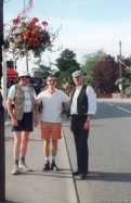 Frank Rawlings, Martin Cleaver and Barry Salter by one of the hanging baskets