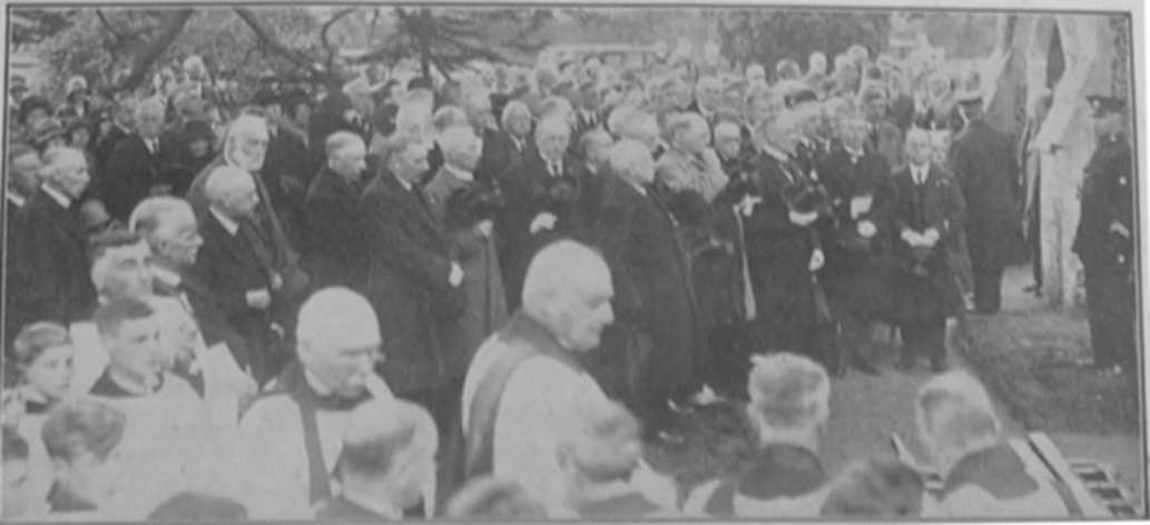 A large number of mourners outside Barkham Church