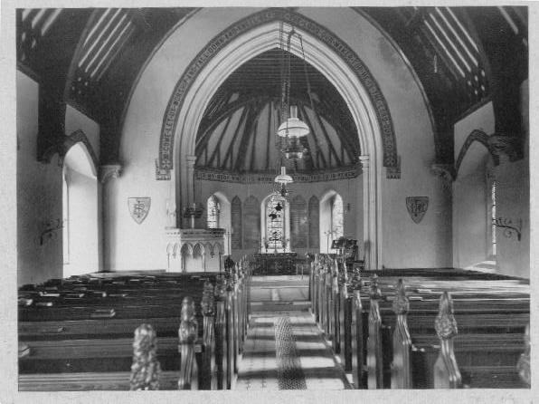 The inside of St. Bartholomew's, Arborfield as it was in 1942