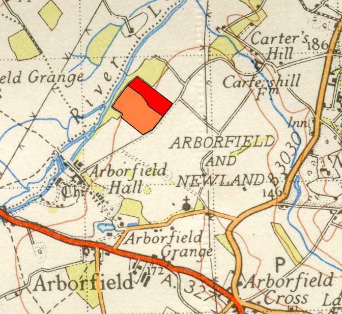 The site of SF29(b) on Arborfield Hall Farm, next to the main track