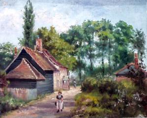 The Bull and Parish Cottages, from an old oil painting