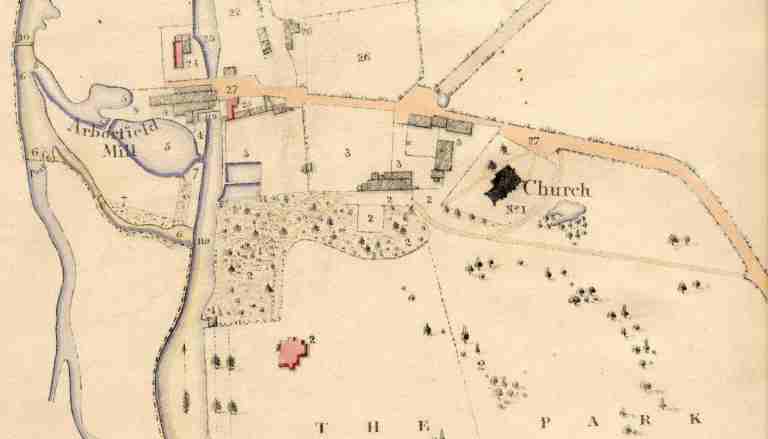 Part of the Tithe Apportionment Map from 1839 showing the location of the old village