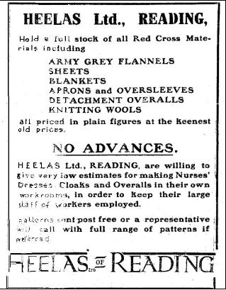 Heeleas advert for Red Cross Uniforms and material