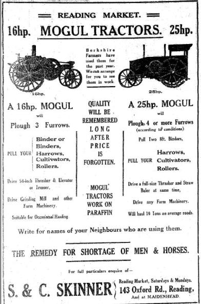 Advert for Mogul Tractors in 19th August 1916 edition
