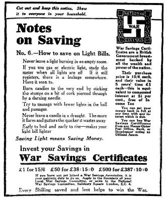 The sixth in the National War Savings series, from mid-September.