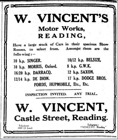 A Vincent's Advert from 1916; see both newspapers for many other examples