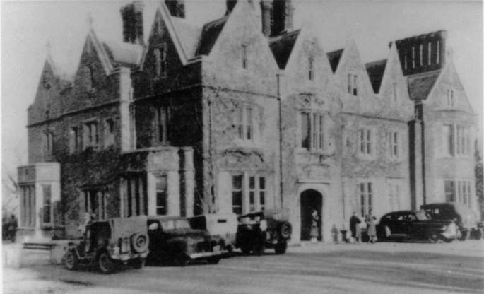 American military vehicles outside Arborfield Hall