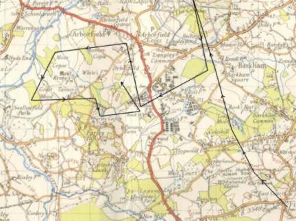 O.S. 1-inch 6th Edition 1947 map showing where the hounds ran