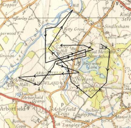 O.S. 1-inch 6th Edition 1947 map showing where the hounds ran
