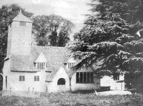 Barkham old church, before being rebuilt on the same site