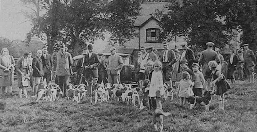 The first Autumn meet of the Farley Hill Beagles in 1931, in what is now Bramshill Close