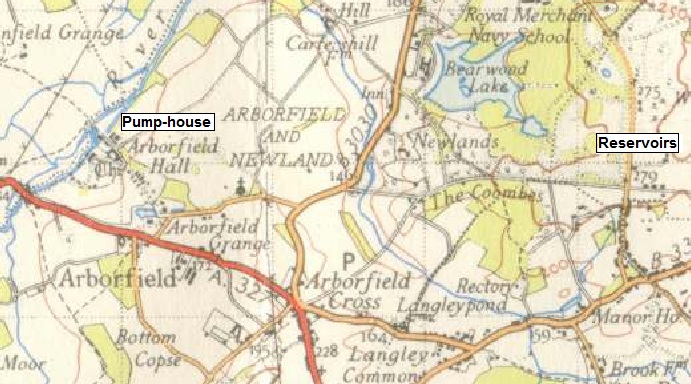 The pump and reservoirs from old OS 1-inch map