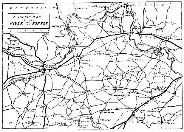 Sketch-map of the Thames and Windsor Forest - unfortunately, Arborfield is mis-spelt