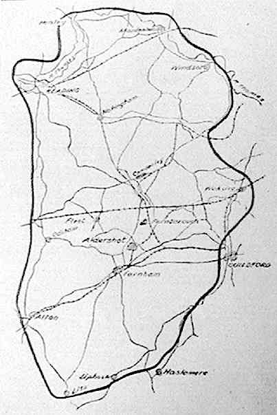 'A map showing the area which would be involved in the A.R.P. test black-out on the night of May 6th-7th'