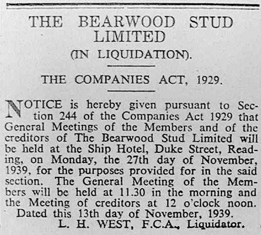 Bearwood Stud - in Liquidation