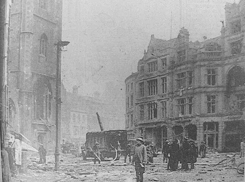 'The bombing of the People's Pantry, at Reading, on February 10th, 1943, when many were killed and injured'