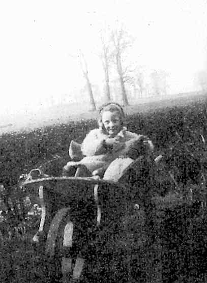 Pam in wheelbarrow, 1941