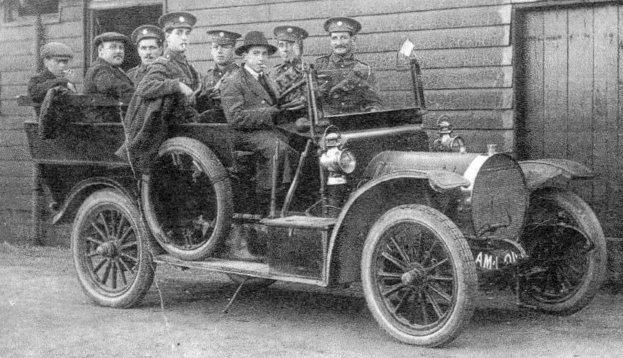 John Bentley at the wheel of a vehicle at the Remount Depot